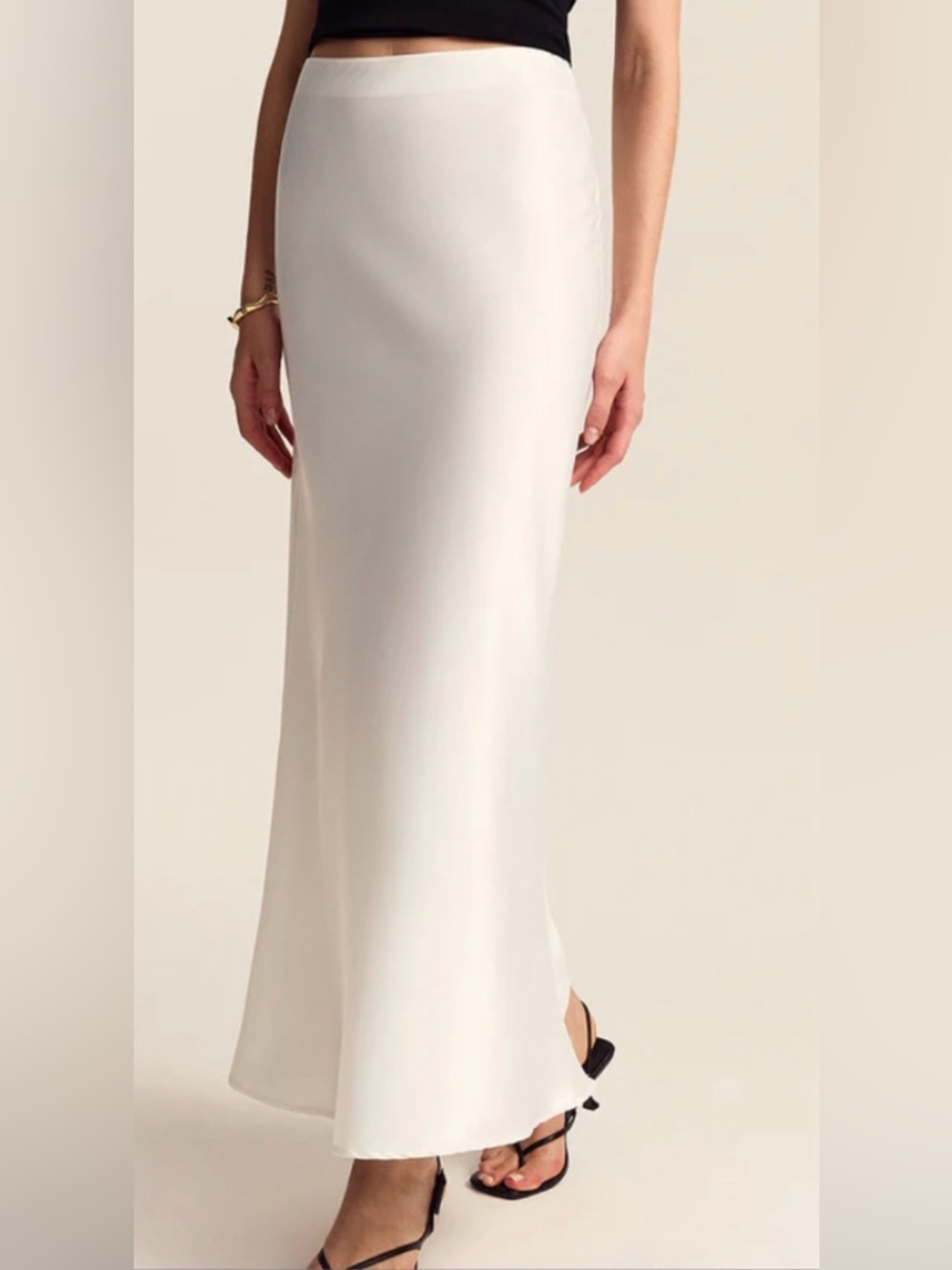 NWT White Satin Maxi Skirt
